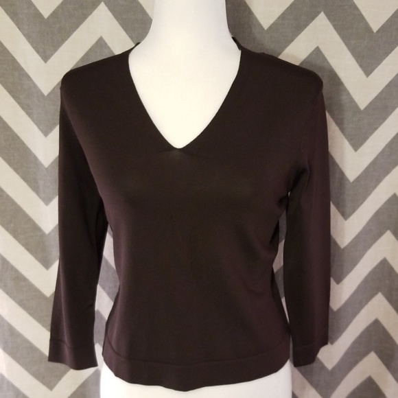 Talbots Tops - Talbots Petites lightweight knit dark brown top